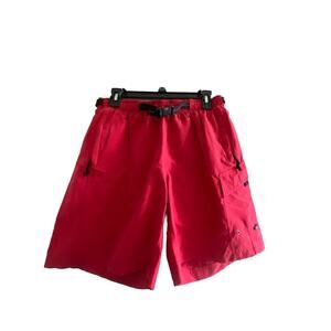 NEW OOBE Mens Cargo Trail Shorts Red Size MED‎ Utility STRETCH w belt, Pockets